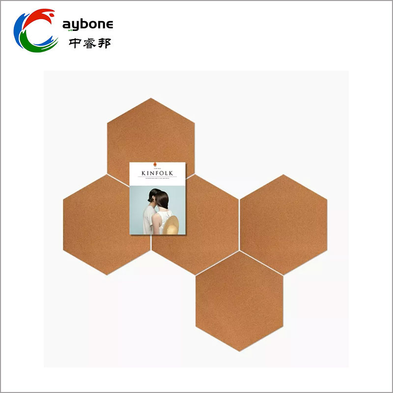 Hexagon Cork Board ကြွေပြားများ Self Adhesive Pin Board